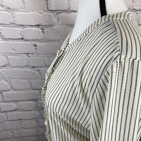 Talbots Striped Ruffle Blouse Button Down size Large - Picture 9 of 13